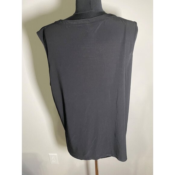 PerSeption Concept Sleeveless Black Top With Button Detail Size XL - Picture 2 of 7